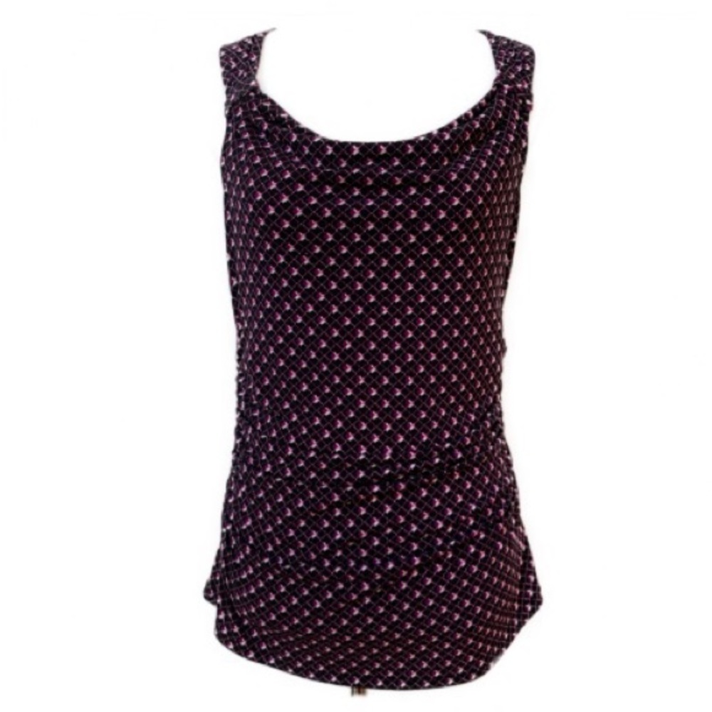 WHBM Sleeveless Purple Print Blouse